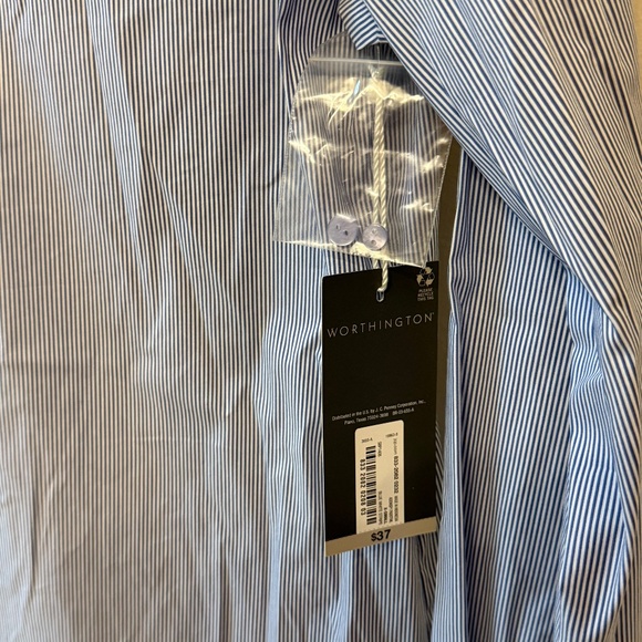 Worthington Blue and White Stripped Button Down Shirt - Picture 3 of 4